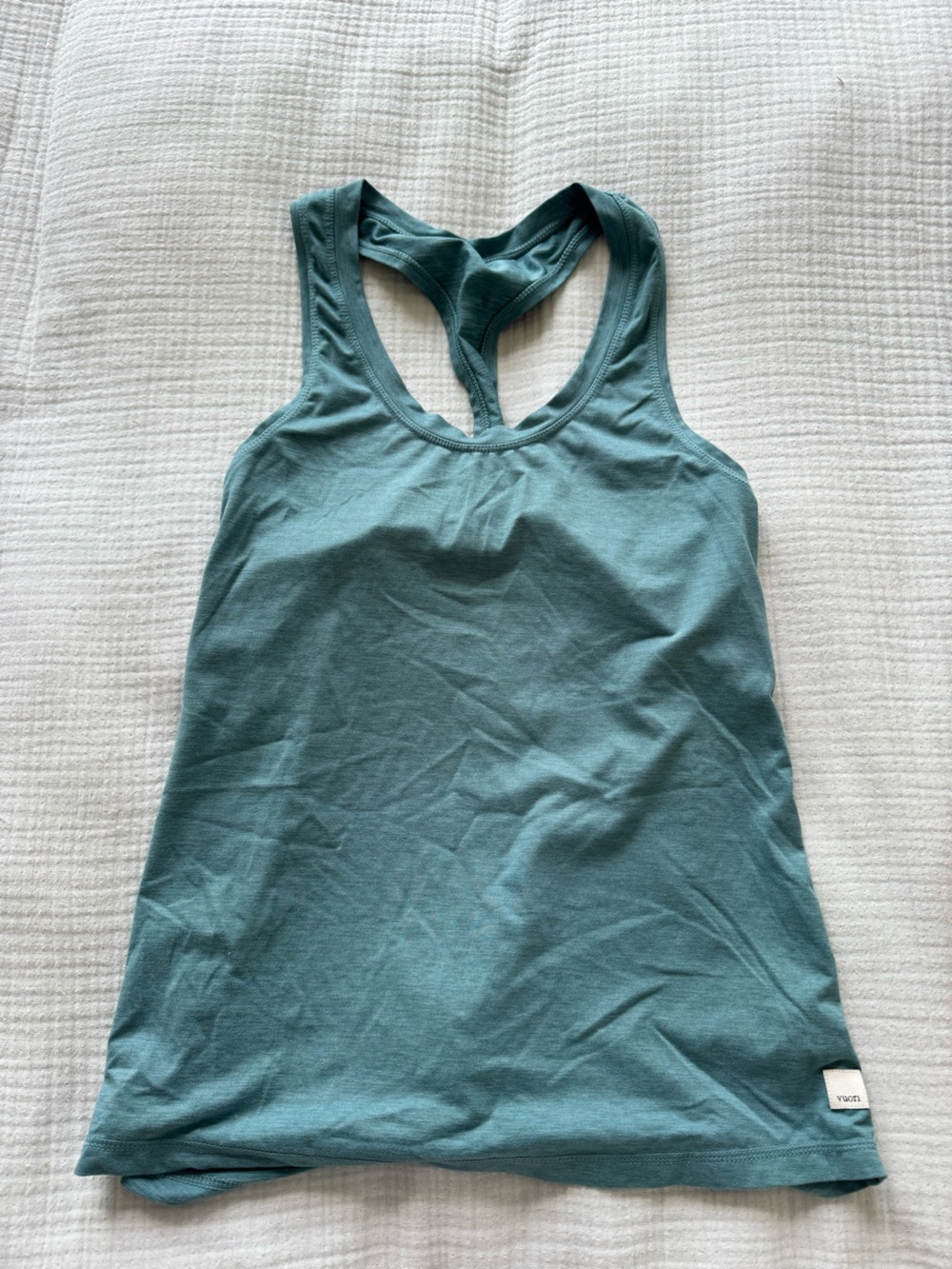 Vuori Racerback tank in Teal